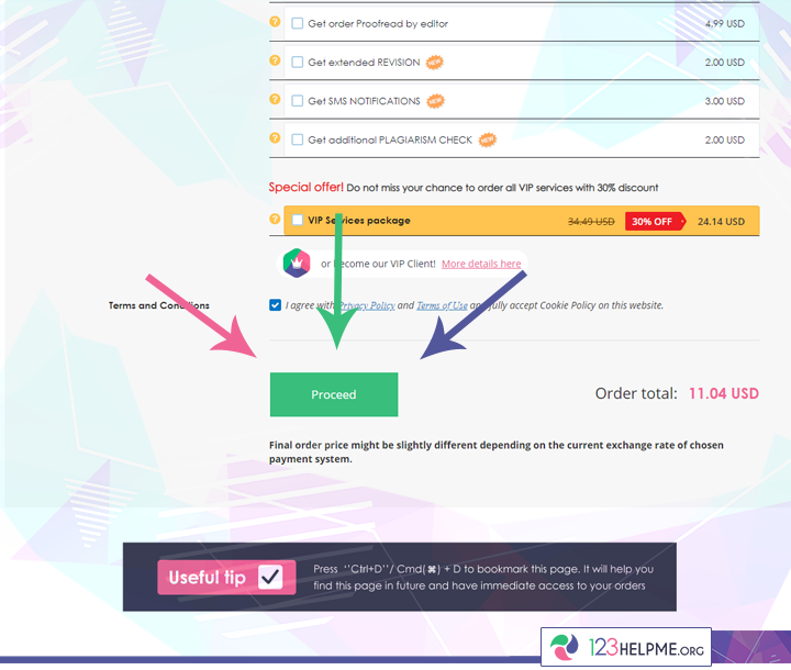 123HelpMe PayPal Payment Step 1